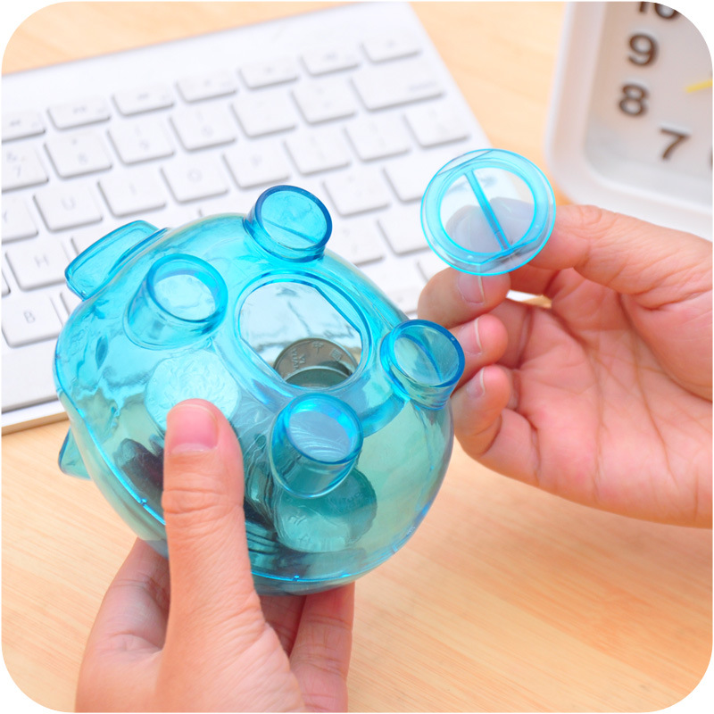 Small plastic coin bucket piggy bank year of the pig multicolor piggy bank high quality crash proof piggy bank