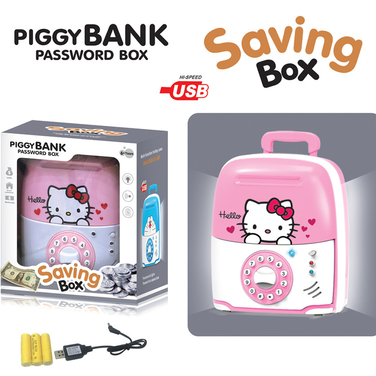 Creative hot-selling electric travel code box piggy bank with lamp effect LED music USB rechargeable battery piggy bank
