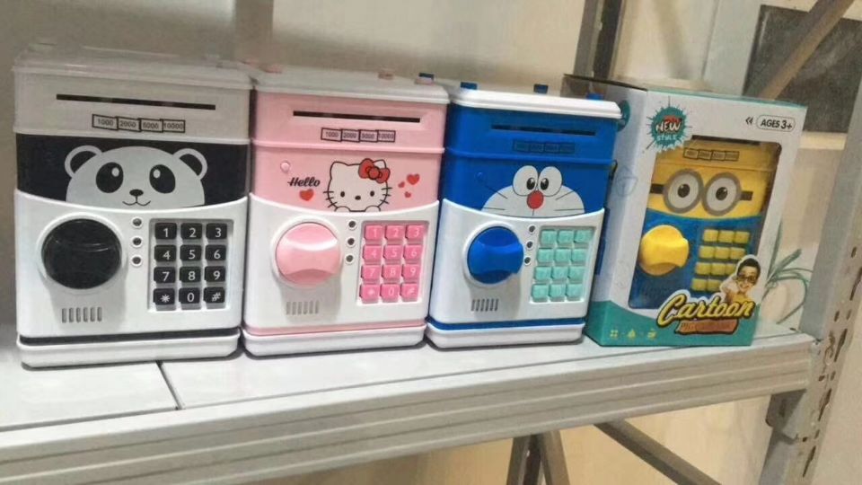 1506 Cartoon Password Saving Pot Automatic Roll Money KT Minions Children Automatic Piggy Bank ATM Safe Box