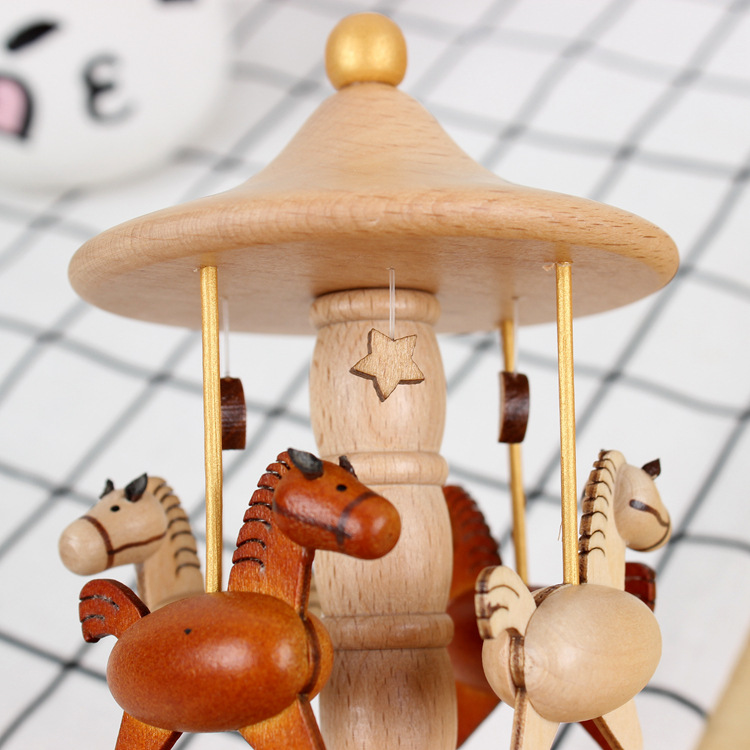 Creative Rotational Trojan Music Box Music Box Wooden Sky City Birthday Gift for Girls Practical Gift for Girlfriend Creative Rotational Trojan Music Box Music Box Wooden Sky City Birthday Gift for Girls Practical Gift for Girlfriend