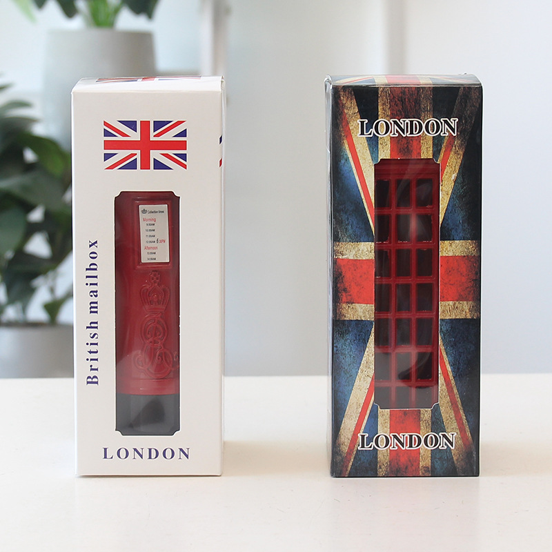 Spot Goods British Retro Zinc Alloy Telephone Booth Post Box Storage Model Piggy Bank Decoration Creative Home Desktop Decoration