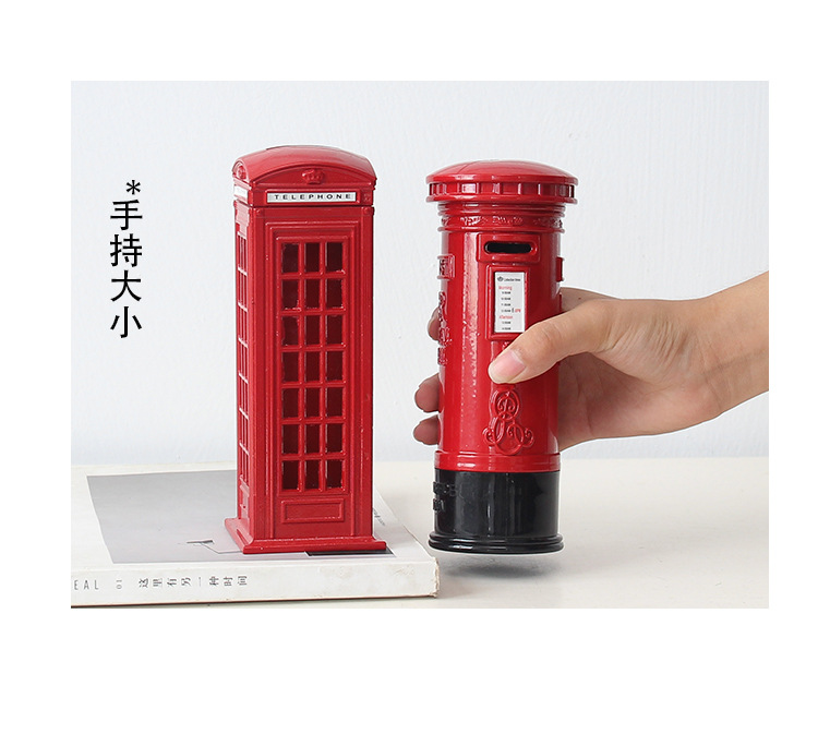 Spot Goods British Retro Zinc Alloy Telephone Booth Post Box Storage Model Piggy Bank Decoration Creative Home Desktop Decoration