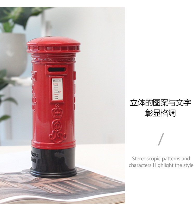 Spot Goods British Retro Zinc Alloy Telephone Booth Post Box Storage Model Piggy Bank Decoration Creative Home Desktop Decoration
