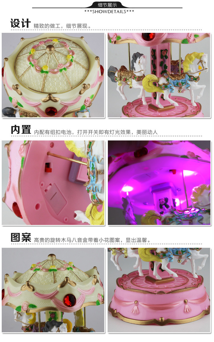 Cross-Border E-Commerce Revolving Light Trojan Music Box Music Box Children's Birthday Gifts Cake Decorative Ornaments