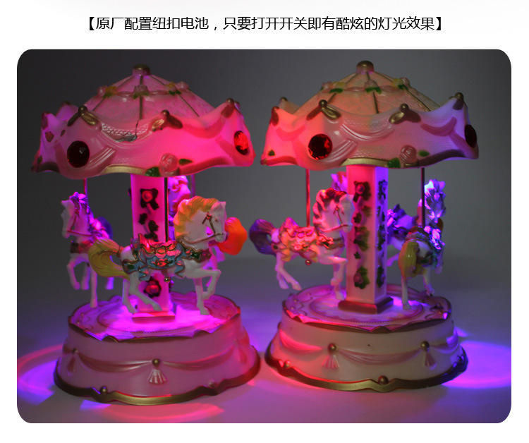 Cross-Border E-Commerce Revolving Light Trojan Music Box Music Box Children's Birthday Gifts Cake Decorative Ornaments