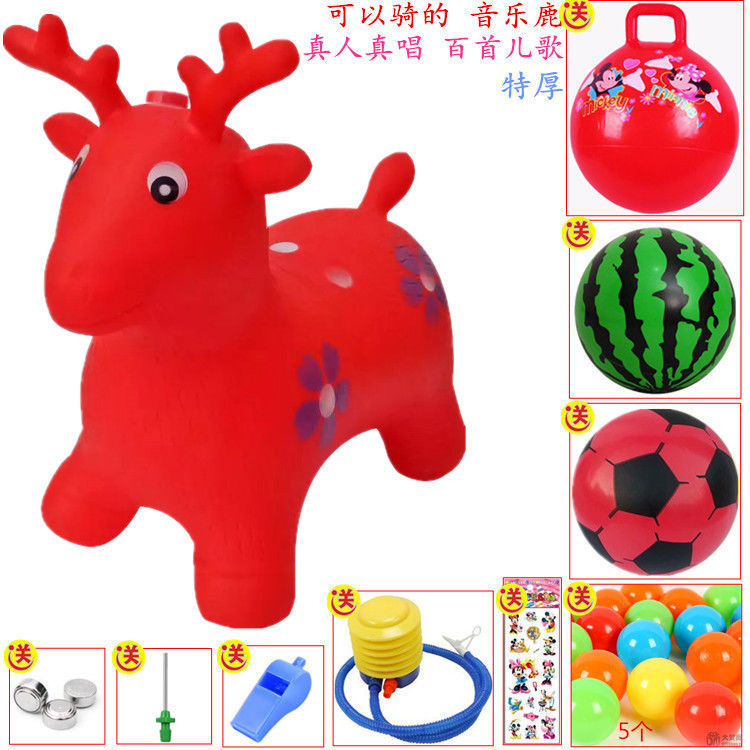 Children&#039;s Toy Music Jumping Horse Thickened Jumping Deer Mount Horse Inflatable Animal Horse Deer Trojan Horse Jump Ball