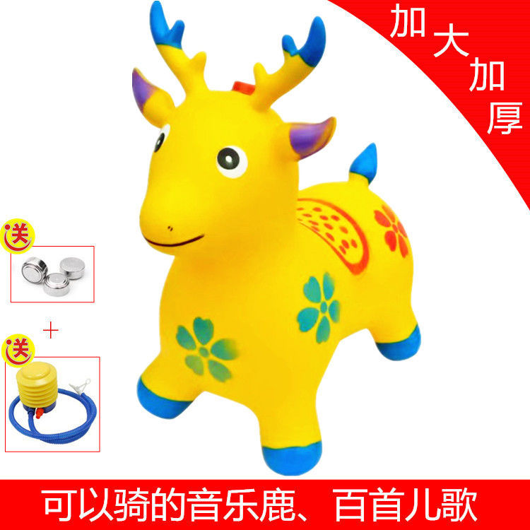 Children's Toy Music Jumping Horse Thickened Jumping Deer Mount Horse Inflatable Animal Horse Deer Trojan Horse Jump Ball