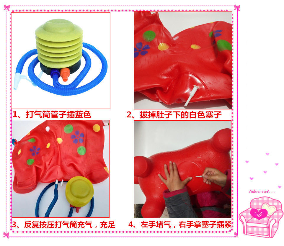 Children's Toy Music Jumping Horse Thickened Jumping Deer Mount Horse Inflatable Animal Horse Deer Trojan Horse Jump Ball