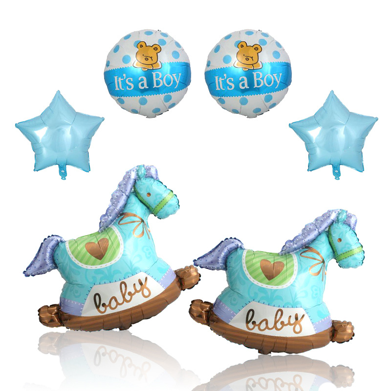 Manufacturer Baby Full-Year Birthday Decorative Baby Trojan Bear It's a Boy Five-Pointed Star Boy Aluminum Film Balloon