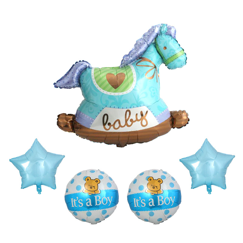 Manufacturer Baby Full-Year Birthday Decorative Baby Trojan Bear It's a Boy Five-Pointed Star Boy Aluminum Film Balloon
