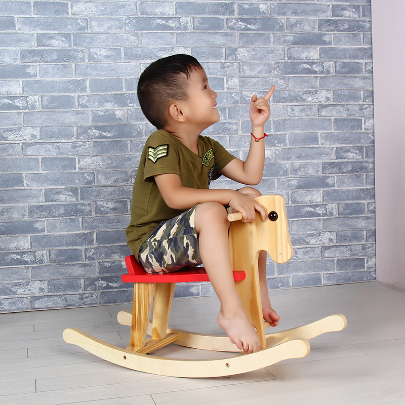 Special Offer Dual-Purpose Children&#039;s Solid Wood Trojan Horse Rocking Horse Baby Rocking Horse Baby Small Trojan Horse Rocking Chair Toy One-Year-Old Birthday Gift