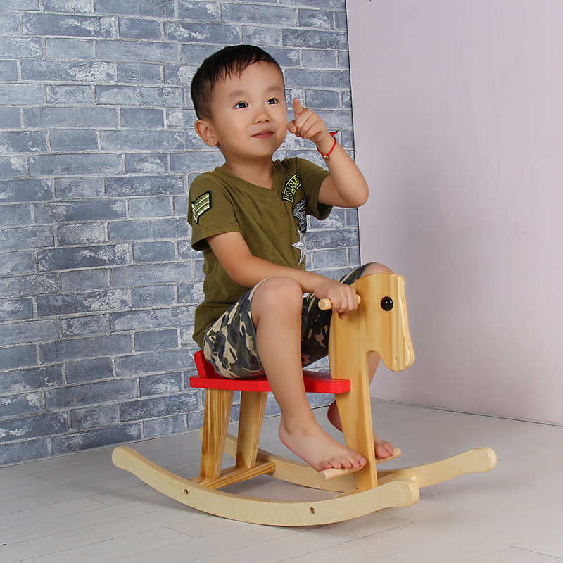 Special Offer Dual-Purpose Children&#039;s Solid Wood Trojan Horse Rocking Horse Baby Rocking Horse Baby Small Trojan Horse Rocking Chair Toy One-Year-Old Birthday Gift
