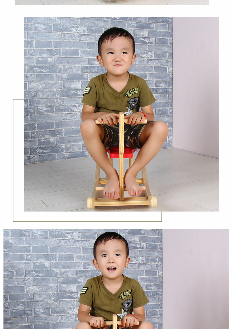 Special Offer Dual-Purpose Children's Solid Wood Trojan Horse Rocking Horse Baby Rocking Horse Baby Small Trojan Horse Rocking Chair Toy One-Year-Old Birthday Gift
