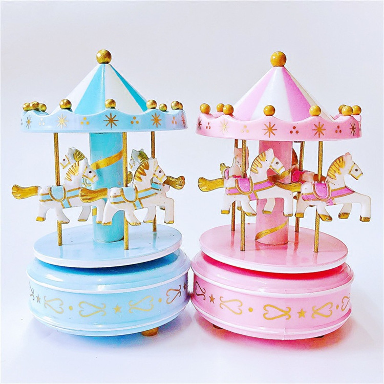 Romantic Music Box Cake Decorative Ornaments Carousel Music Box Birthday Gift Children&#039;s Toy Trojan Ornaments