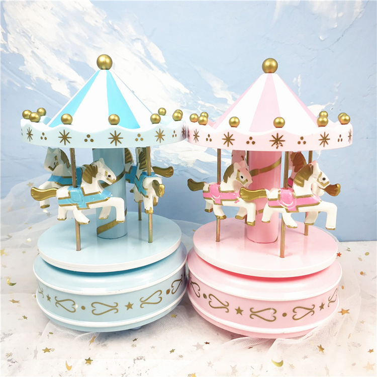 Romantic Music Box Cake Decorative Ornaments Carousel Music Box Birthday Gift Children&#039;s Toy Trojan Ornaments