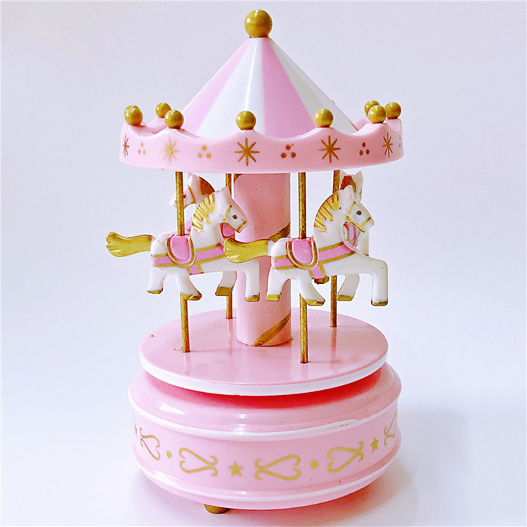 Romantic Music Box Cake Decorative Ornaments Carousel Music Box Birthday Gift Children&#039;s Toy Trojan Ornaments