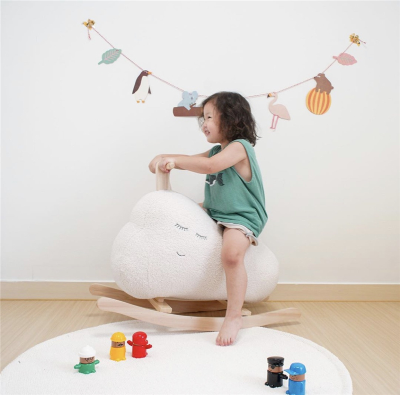 Korean Ins Children's Toy Trojan Baby Rocking Horse Solid Wood Adult Sitting Trojan