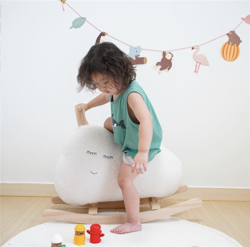 Korean Ins Children's Toy Trojan Baby Rocking Horse Solid Wood Adult Sitting Trojan