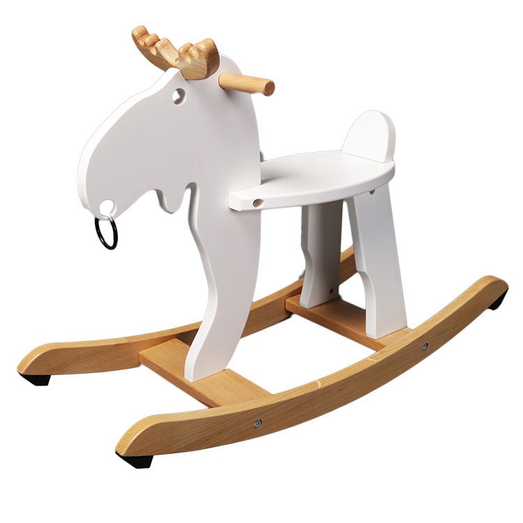 Trojan Horse Children Rocking Horse Solid Wood Wooden Baby Soothing Environmental Protection Solid Wood Birthday Trojan