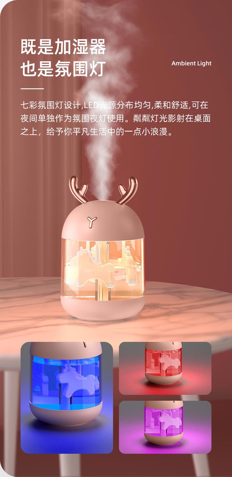 Air Humidifier Mini Aromatherapy Humidifier USB Colorful Night Light Vehicle-Mounted Home Use Trojan Cute Cartoon Gift Air Humidifier Mini Aromatherapy Humidifier USB Colorful Night Light Vehicle-Mounted Home Use Trojan Cute Cartoon Gift