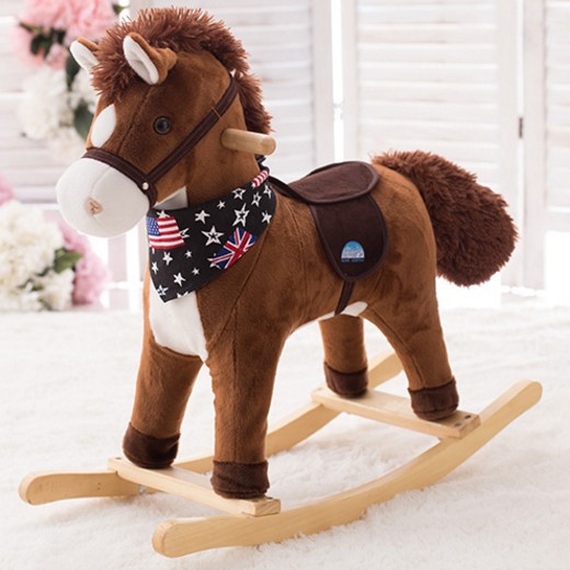 New Kindergarten Pony Shake Rocking Horse Children&#039;s Gift Rocking Horse Children&#039;s Wooden Toy Solid Wood Small Trojan