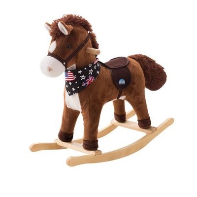 New Kindergarten Pony Shake Rocking Horse Children&#039;s Gift Rocking Horse Children&#039;s Wooden Toy Solid Wood Small Trojan