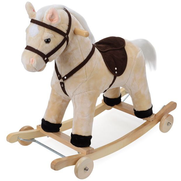 New Kindergarten Pony Shake Rocking Horse Children&#039;s Gift Rocking Horse Children&#039;s Wooden Toy Solid Wood Small Trojan