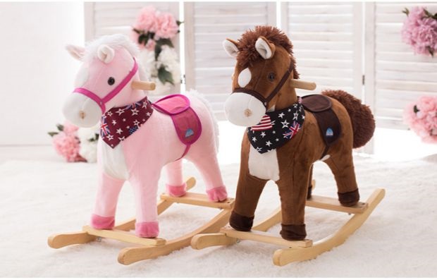 New Kindergarten Pony Shake Rocking Horse Children's Gift Rocking Horse Children's Wooden Toy Solid Wood Small Trojan