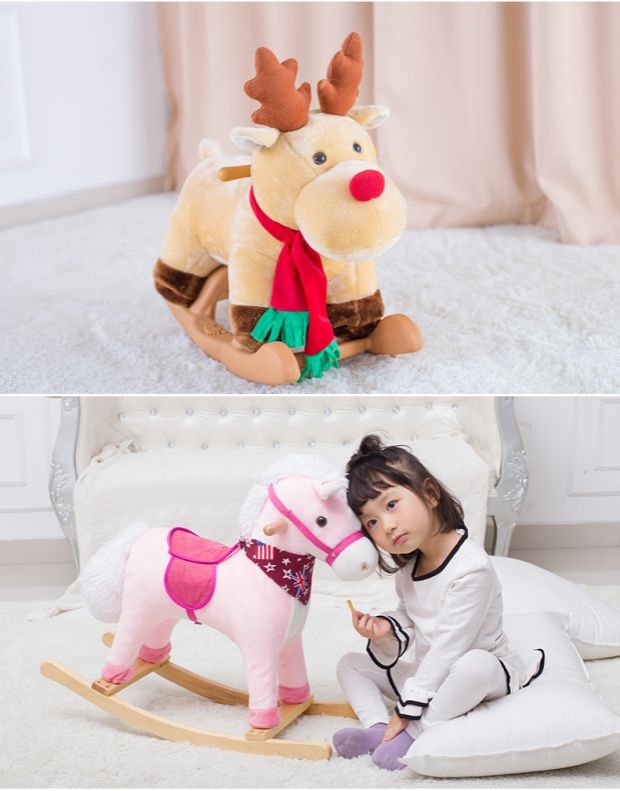 New Kindergarten Pony Shake Rocking Horse Children's Gift Rocking Horse Children's Wooden Toy Solid Wood Small Trojan