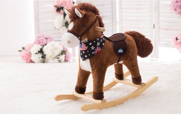 New Kindergarten Pony Shake Rocking Horse Children's Gift Rocking Horse Children's Wooden Toy Solid Wood Small Trojan