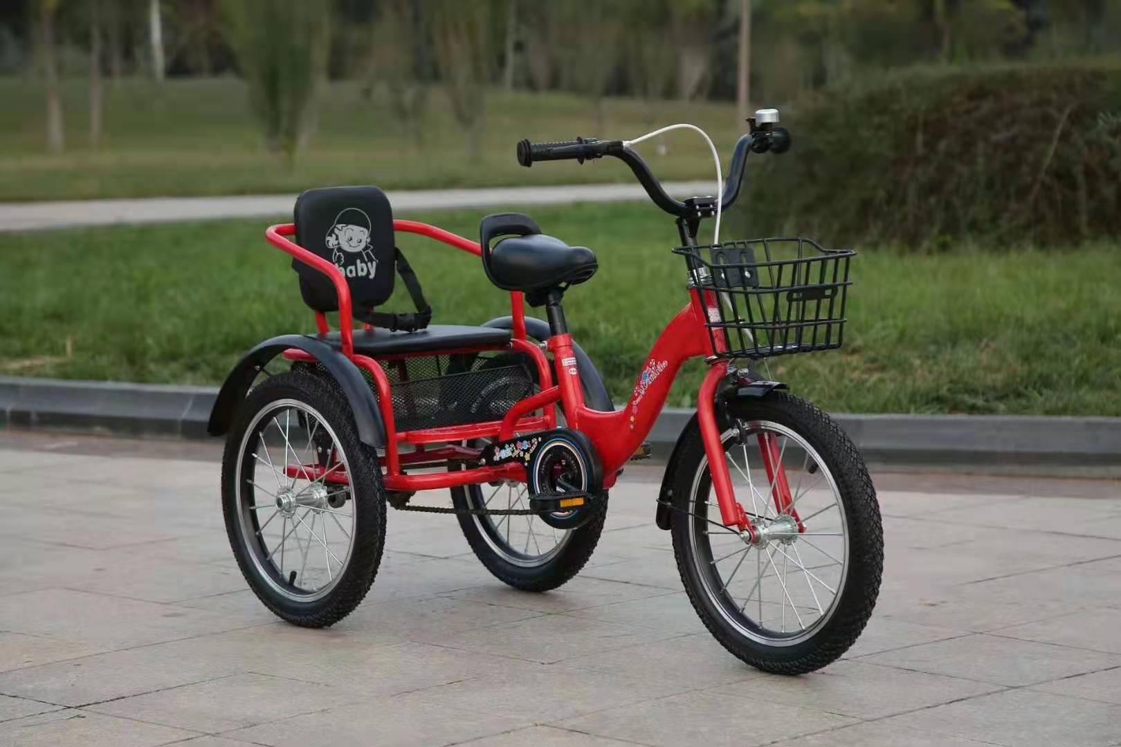 Baby Bike Children's Pedal Tricycle Large 16-Inch Boys and Girls Folding Twin Bicycle for 3-6-8-10 Years Old