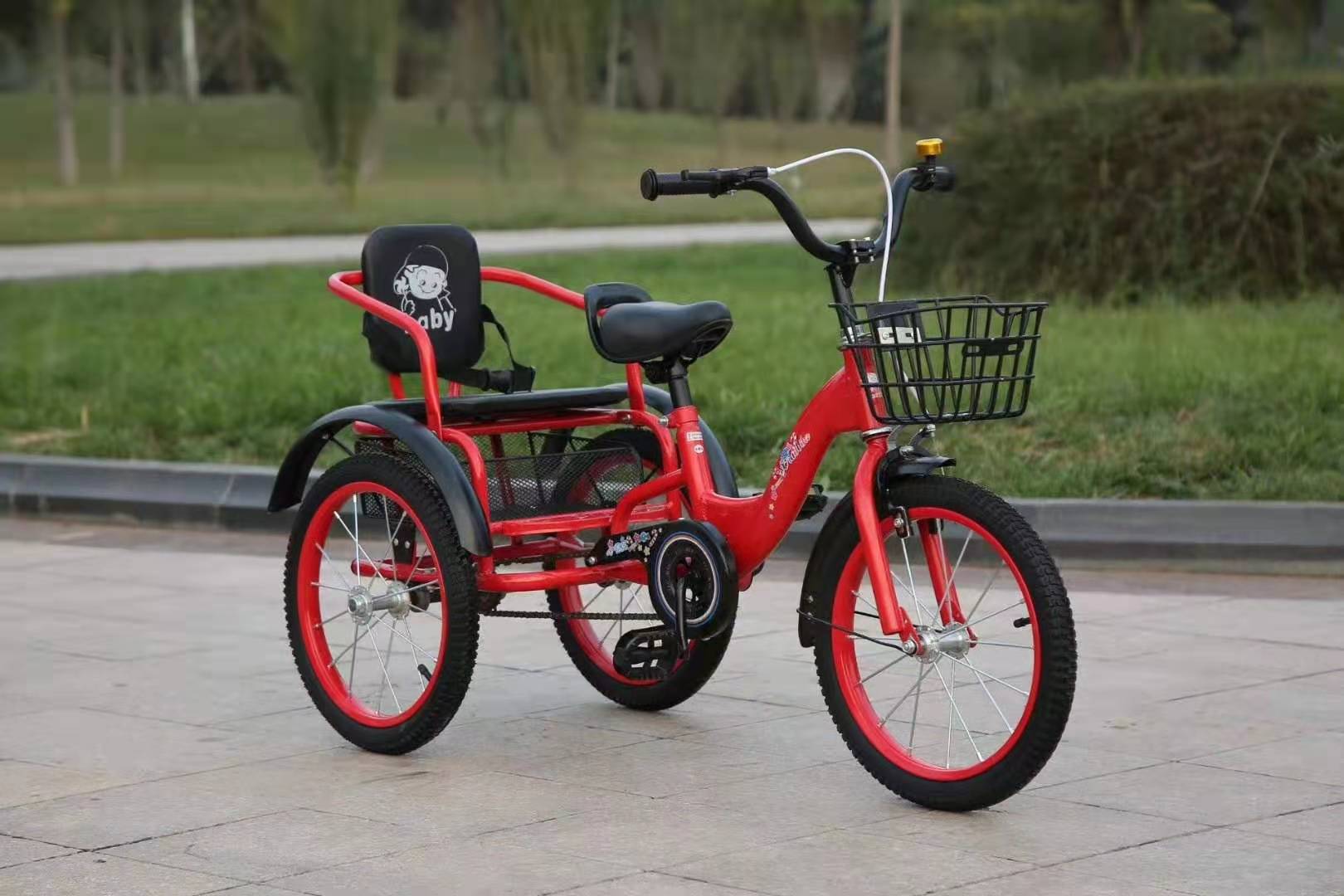 Baby Bike Children's Pedal Tricycle Large 16-Inch Boys and Girls Folding Twin Bicycle for 3-6-8-10 Years Old
