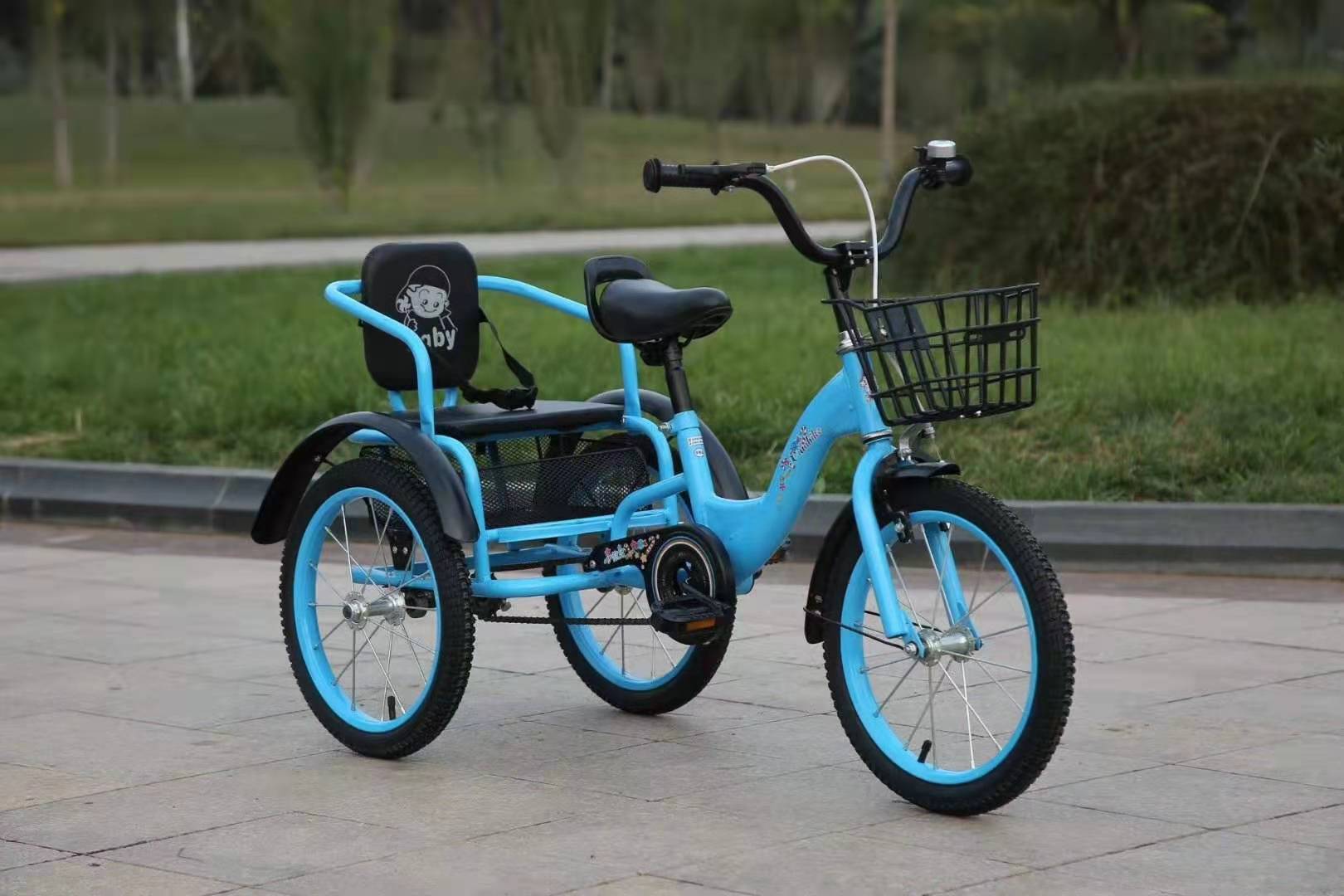 Baby Bike Children's Pedal Tricycle Large 16-Inch Boys and Girls Folding Twin Bicycle for 3-6-8-10 Years Old