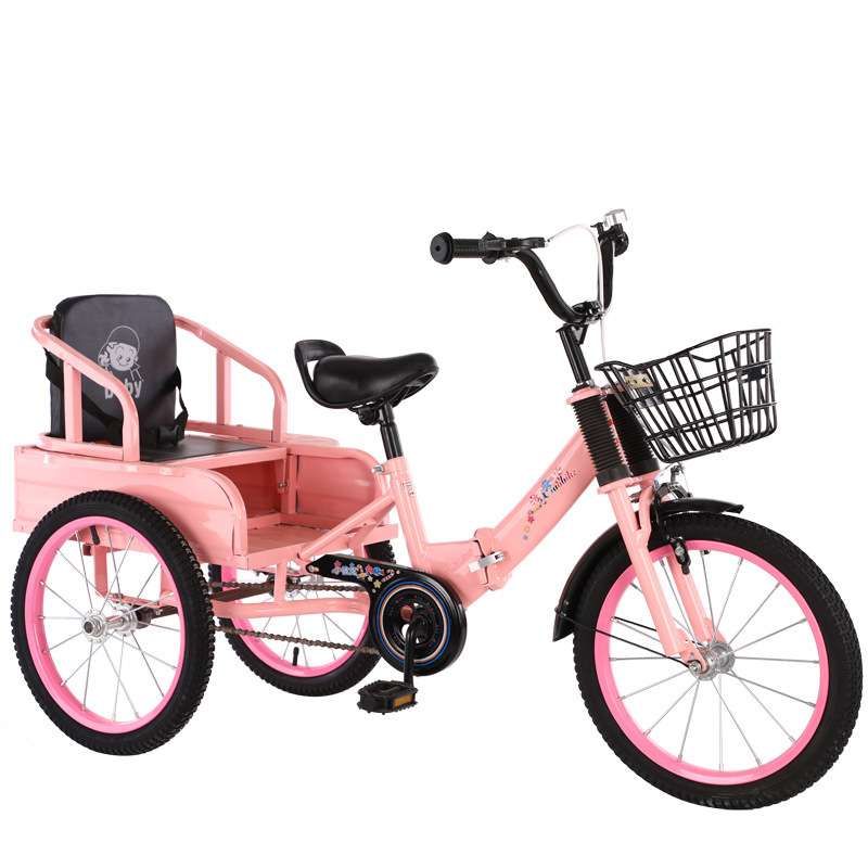 Baby Bike Children's Pedal Tricycle Large 16-Inch Boys and Girls Folding Twin Bicycle for 3-6-8-10 Years Old