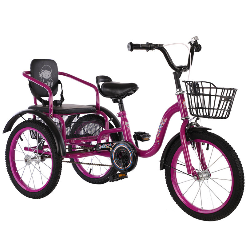 Baby Bike Children's Pedal Tricycle Large 16-Inch Boys and Girls Folding Twin Bicycle for 3-6-8-10 Years Old