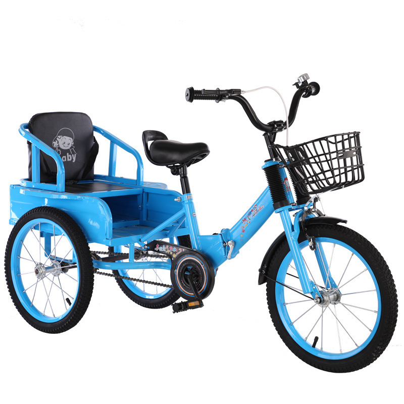 Baby Bike Children's Pedal Tricycle Large 16-Inch Boys and Girls Folding Twin Bicycle for 3-6-8-10 Years Old