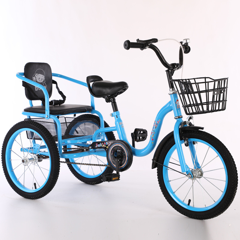 Baby Bike Children's Pedal Tricycle Large 16-Inch Boys and Girls Folding Twin Bicycle for 3-6-8-10 Years Old