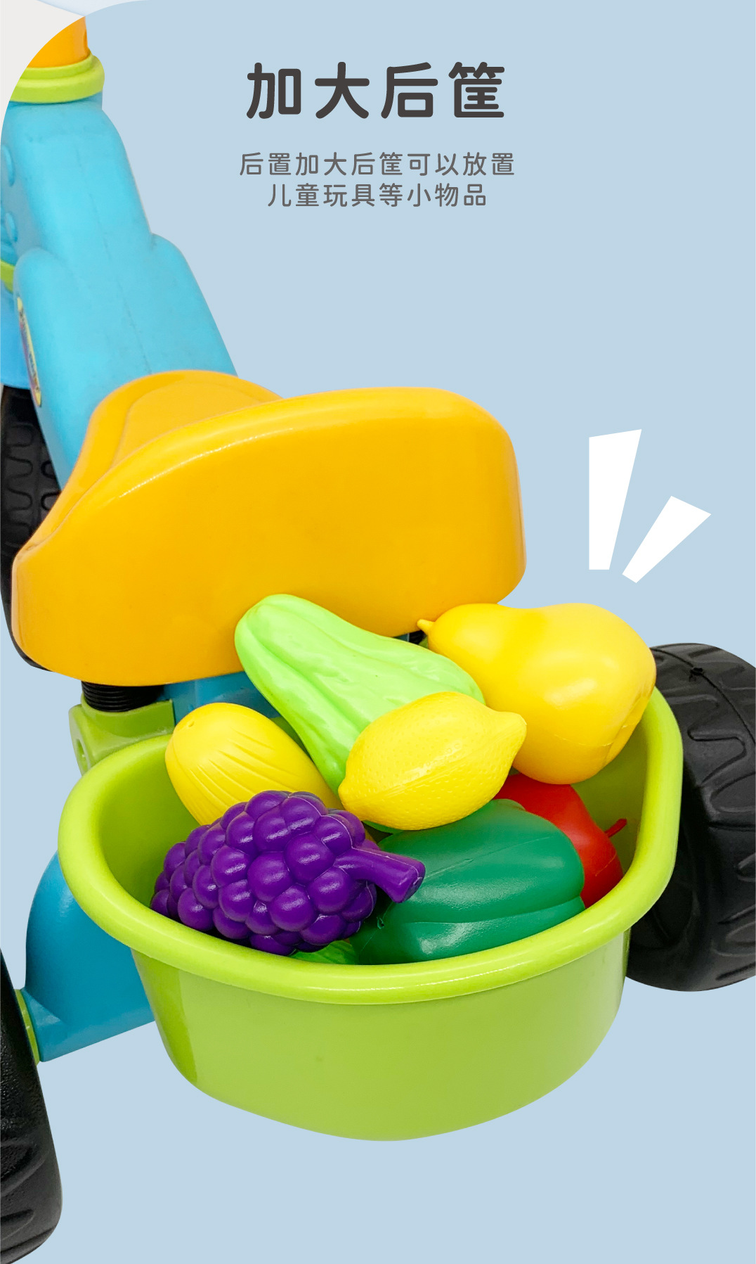 Baby Bike Children's Tricycle Bicycle Baby Sliding Balance Bicycle Boys and Girls Large Tricycle Toy with Bucket