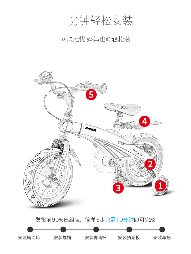 Factory Direct Sales Children's Bicycle 12-Inch 14-Inch 16-Inch Children's Bicycle Bike  Baby Bike