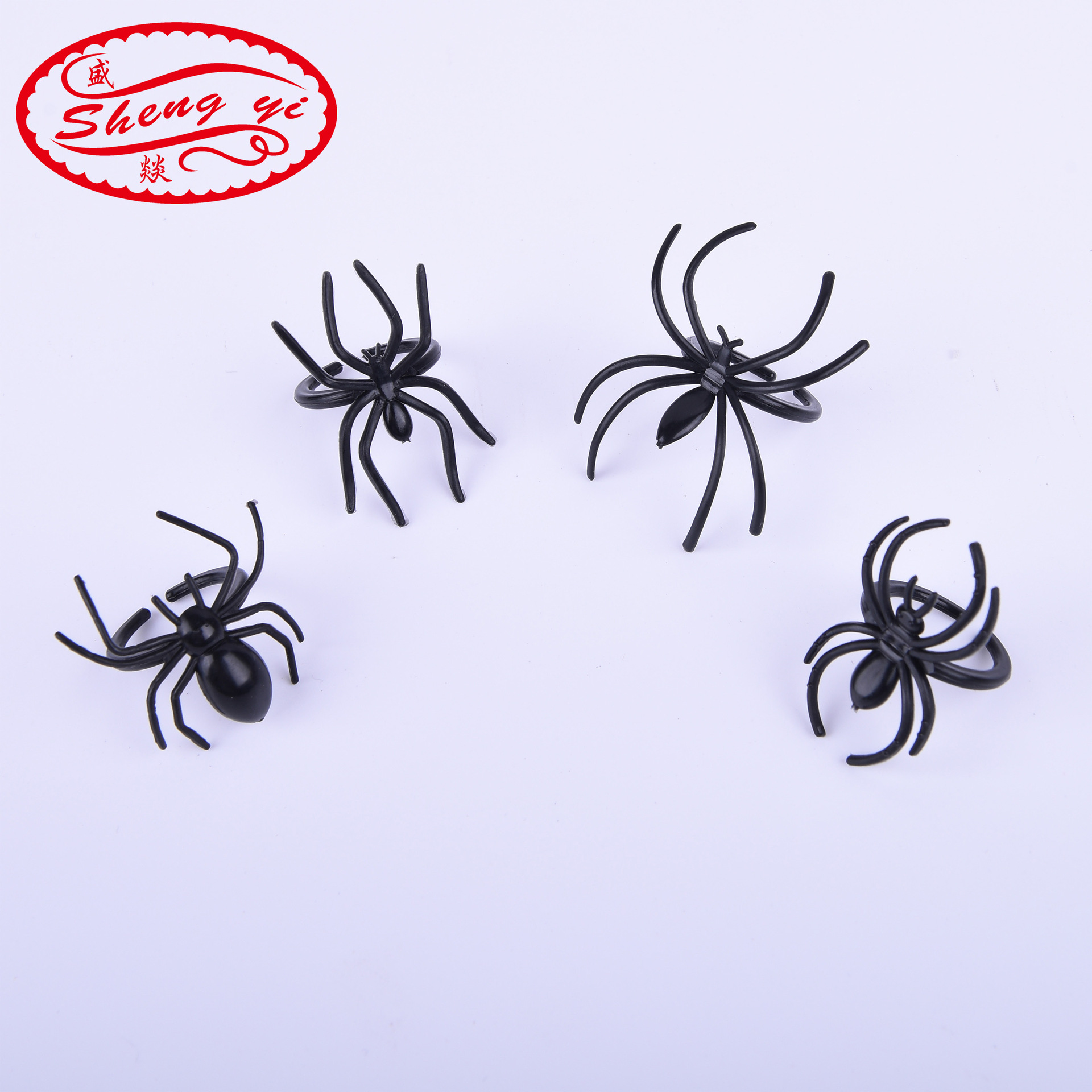 Halloween Dress up Party Props Spider Ring Plastic Ghost Festival Simulation Spider Ring Spoof Trick Toy