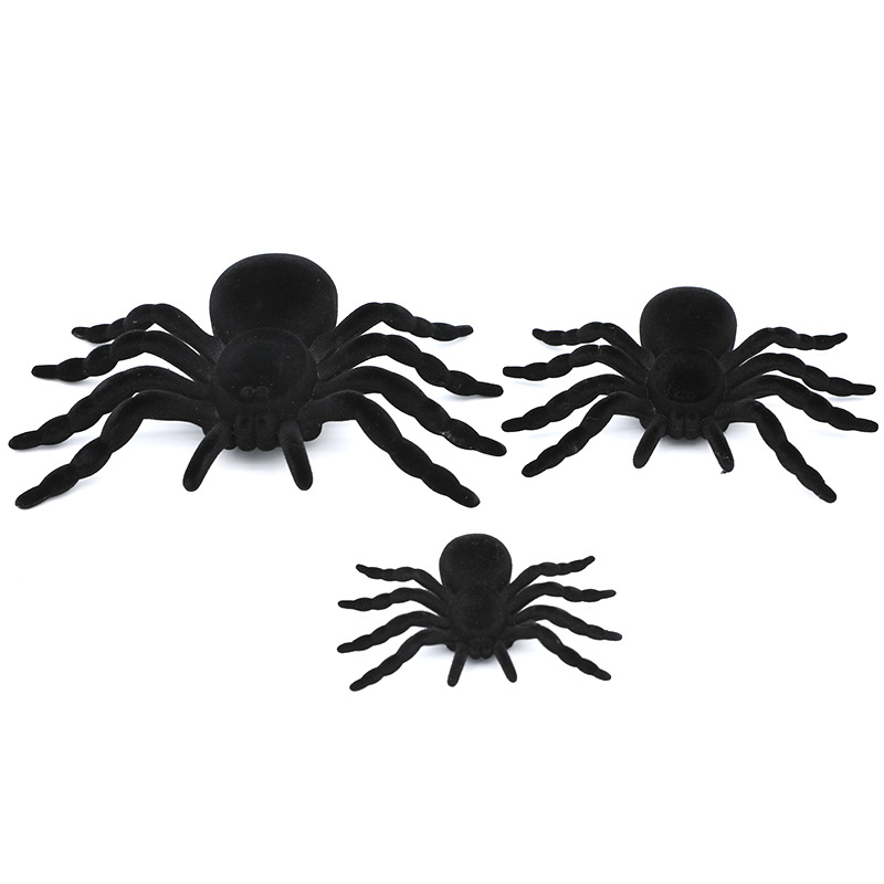 Halloween Flocking Spider Fluorescent Spider Black Spider Scene Setting Props Haunted House Tricky Gifts Plastic Spider