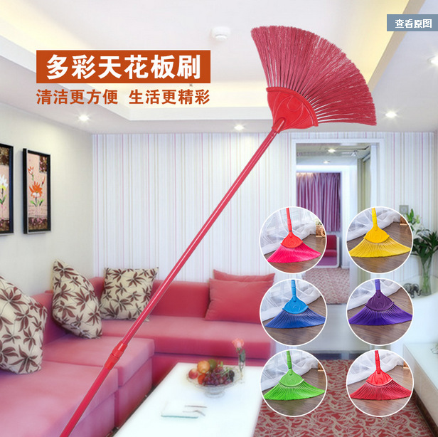 Factory Direct Sales Spider Web Plastic Ceiling Cleaning Brush Broom Indoor Height Cleaning Duster Ceiling Brush