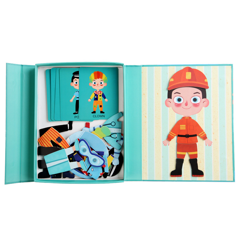 Wooden Children&#039;s Mental Exercise Sticker Magnetic Professional Dressing Puzzle Wooden Enlightening Early Education Toy Intelligence 3-6 Years Old Baby