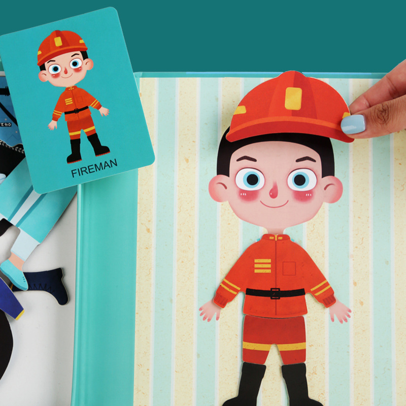 Wooden Children&#039;s Mental Exercise Sticker Magnetic Professional Dressing Puzzle Wooden Enlightening Early Education Toy Intelligence 3-6 Years Old Baby