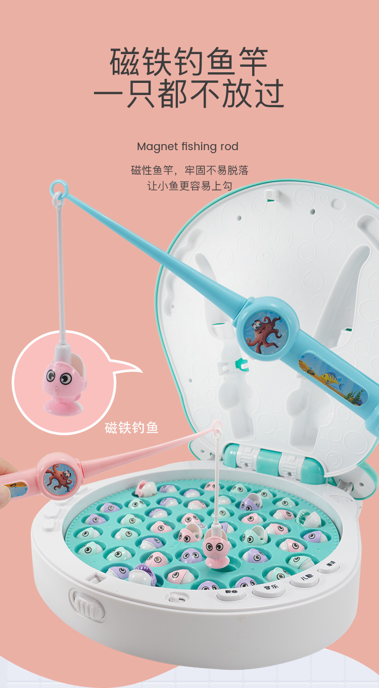 Fishing Toys Suit Upgrade with Balance Electric Magnetic Fishing Toy Hippo Storage Magnetic Toy