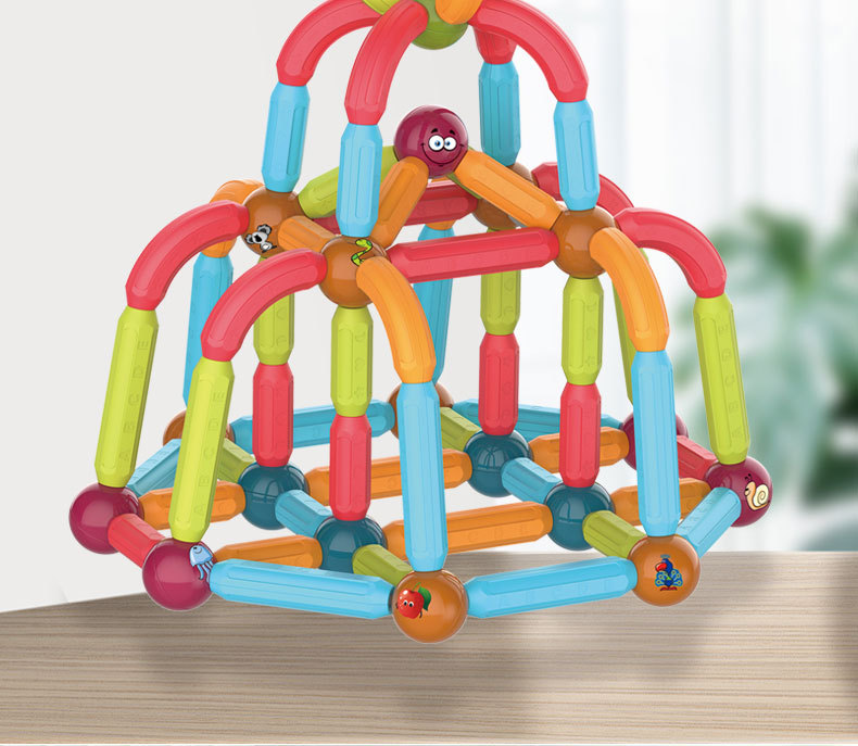 Cross-Border Colored Window Magnetic Sheet Toy Pipe Magnet Children Slide Ball Magnetic Building Blocks Track Splicing Toy