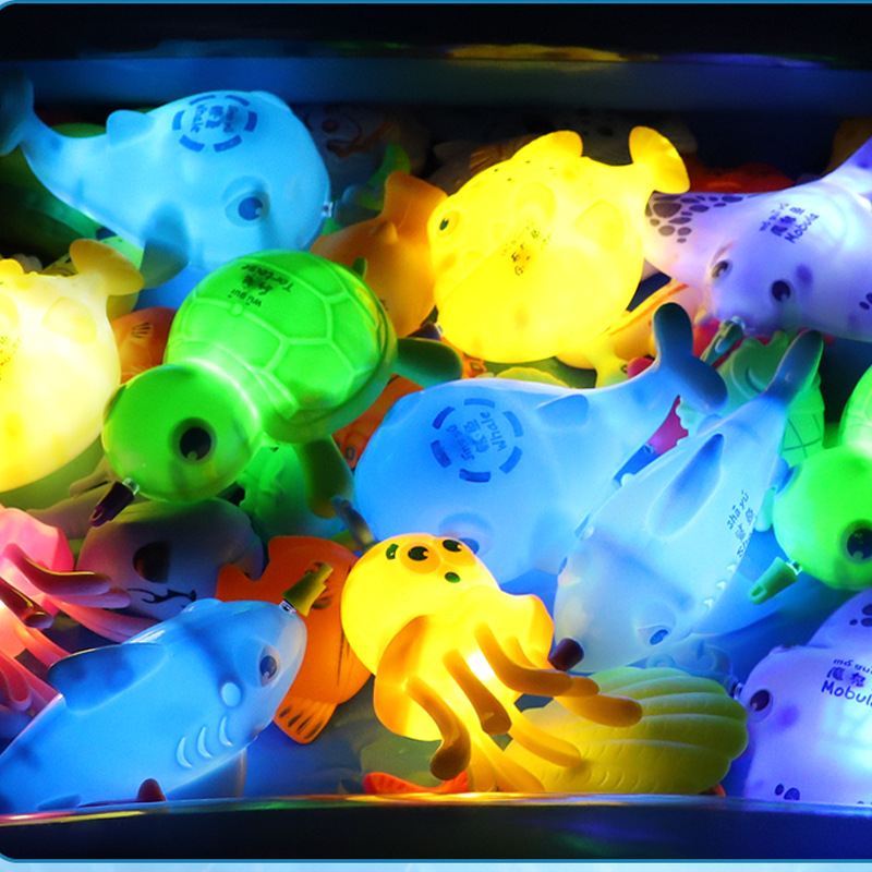 Flash Fishing Toy Pool Set Square Park Stall Toy Water Playing Magnetic Fishing Pool Toy Factory Stall