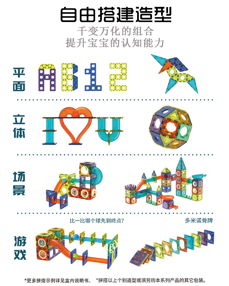 Magnetic Toy  Window Magnetic Sheet Toy Pipe Magnet Children Slide Ball Magnetic Building Blocks Track Splicing Toy