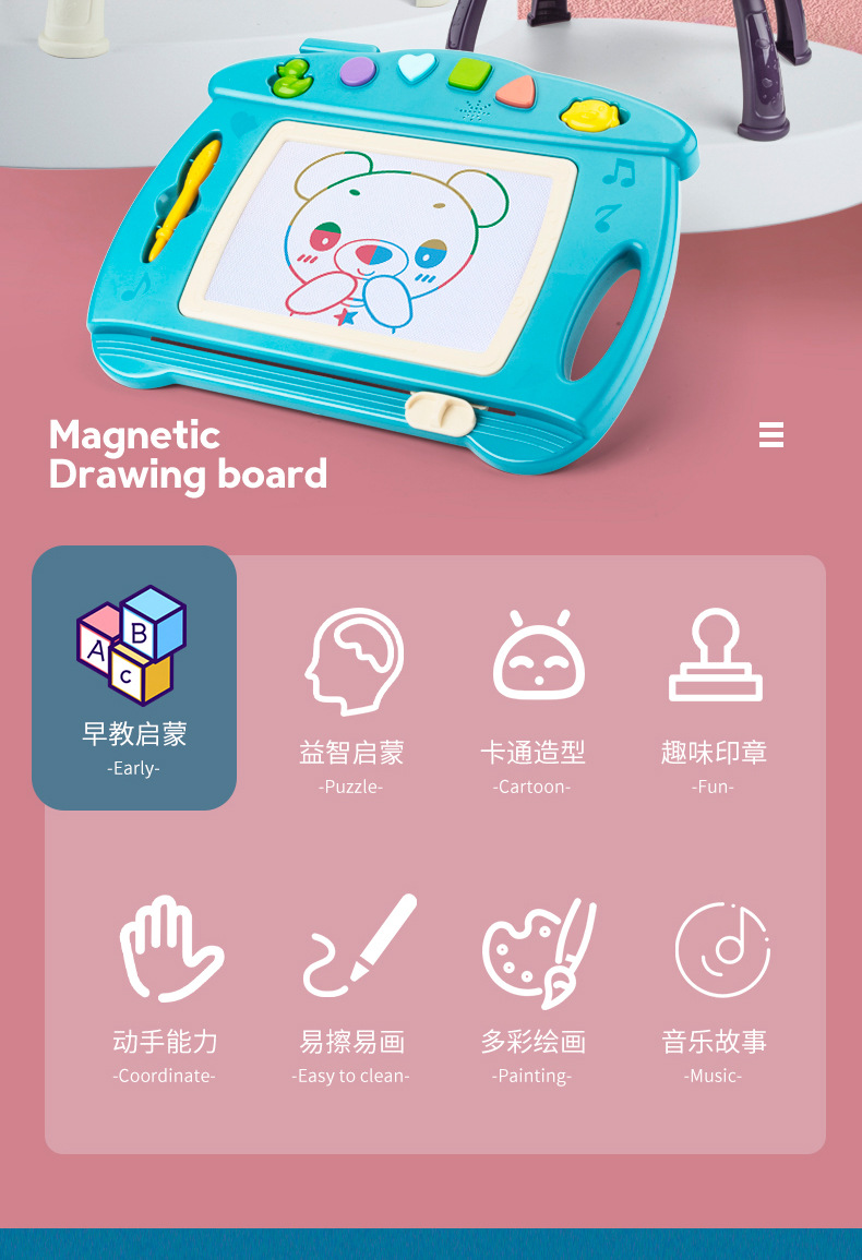 Drawing Board Magnetic Drawing Board Color Little Child Toddler 13 Years Old Toy Men and Women Baby Doodle Board