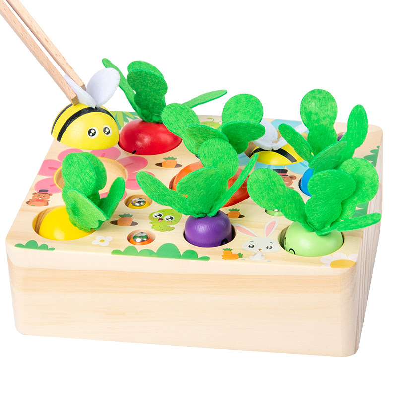 Fun Pulling Radishes Game Child Clip Bee Magnetic Insect Catching Three-in-One Parent-Child Magnetic Toy